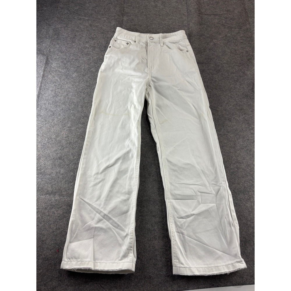 Glassons White High Waisted Wide Leg Jeans Raw Hem Denim Pants Womens 6 SEE
